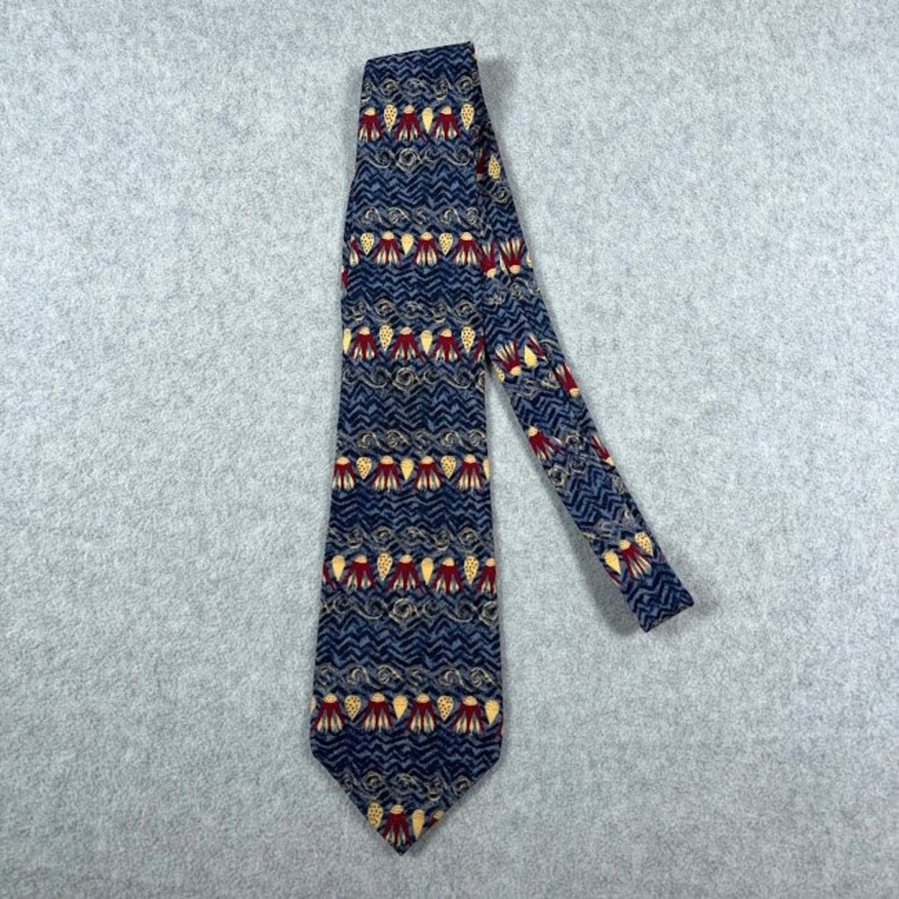 The Metropolitan Museum of Art Tie Mens OS Blue Gold Egyptian Lotus Silk VTG
